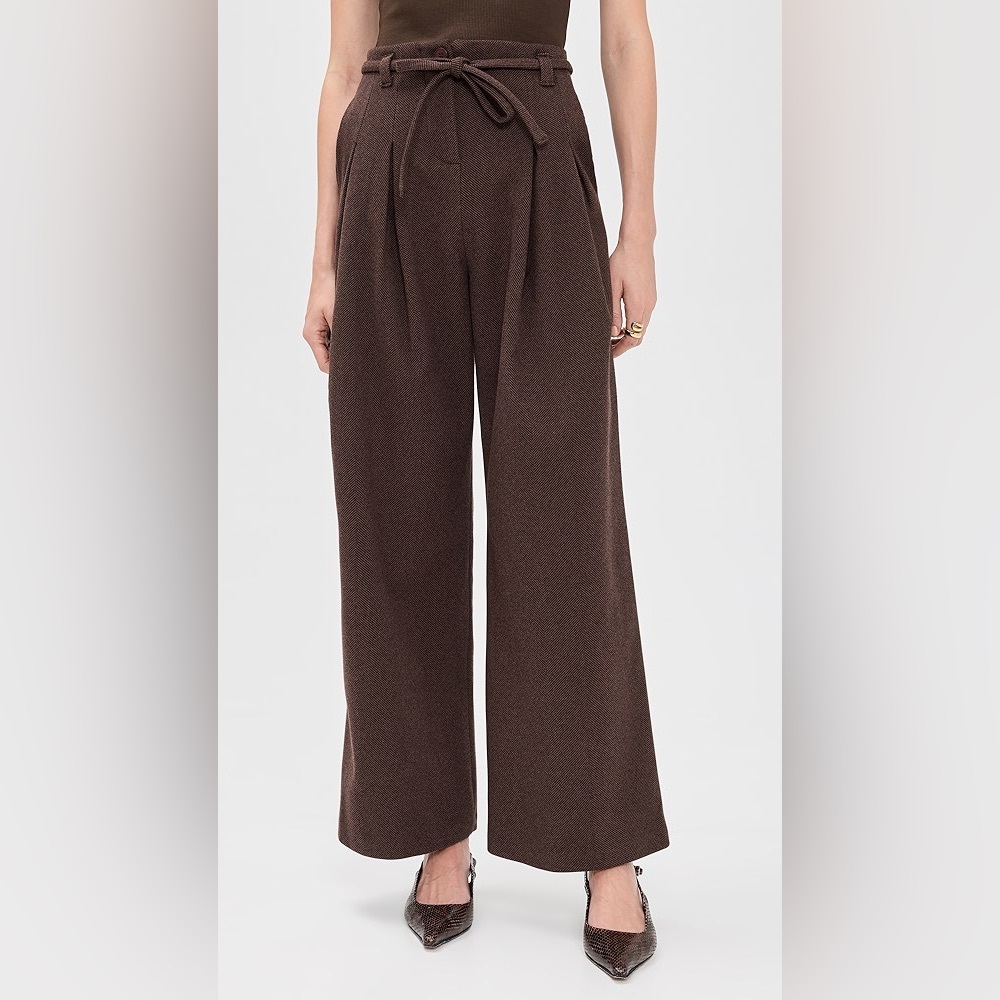 4th + Reckless Wide Leg High Waist Trousers in Dark Brown and Black